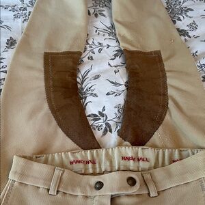 Vintage Harry Hall Beige Riding Pants with leather Patches for barn or dressage